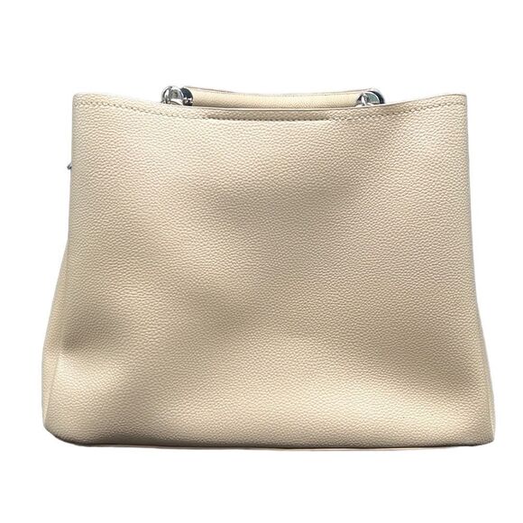 Crossi Handbag Purse Beige Faux Leather Top Handle Shoulder Strap Turn Clasp - Picture 3 of 11